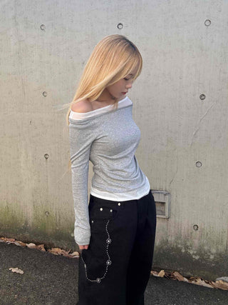 Sexy Off-Shoulder Shirred Slim Fit Long Sleeve T-Shirt