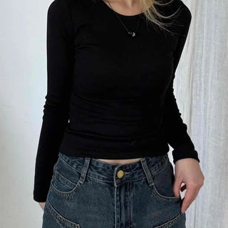 Soft Slim Fit Side Shirred Round Neck Ribbed T-shirt