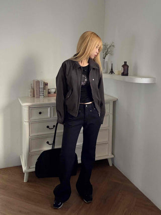Studded Point Cropped Banded Suede Jacket
