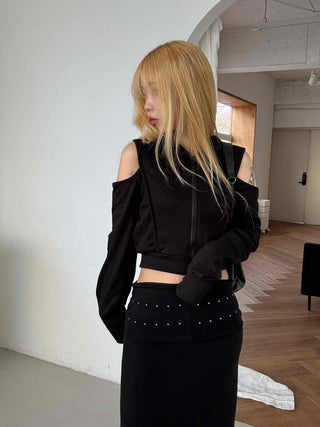 Studded Banding Detail Maxi Long Skirt