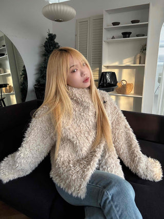 Big Collar Fuzzy Teddy Bear Loose Fit Fur Jacket