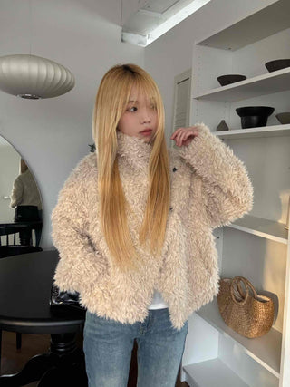 Big Collar Fuzzy Teddy Bear Loose Fit Fur Jacket