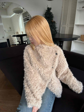 Big Collar Fuzzy Teddy Bear Loose Fit Fur Jacket