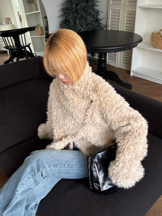 Big Collar Fuzzy Teddy Bear Loose Fit Fur Jacket