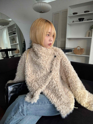 Big Collar Fuzzy Teddy Bear Loose Fit Fur Jacket