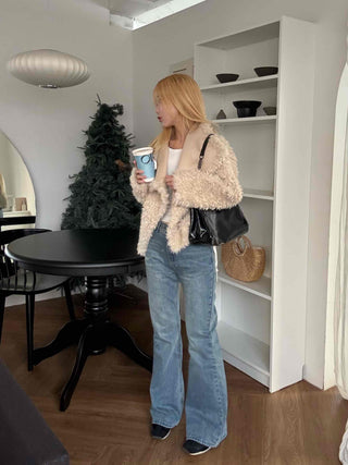 Big Collar Fuzzy Teddy Bear Loose Fit Fur Jacket