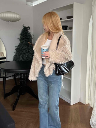 Big Collar Fuzzy Teddy Bear Loose Fit Fur Jacket