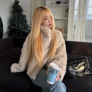 Big Collar Fuzzy Teddy Bear Loose Fit Fur Jacket