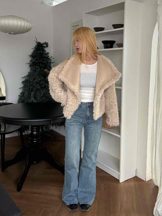 Big Collar Fuzzy Teddy Bear Loose Fit Fur Jacket