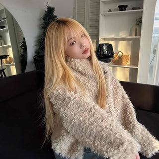 Big Collar Fuzzy Teddy Bear Loose Fit Fur Jacket
