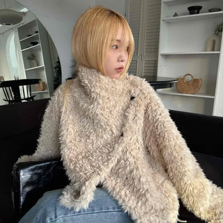 Big Collar Fuzzy Teddy Bear Loose Fit Fur Jacket