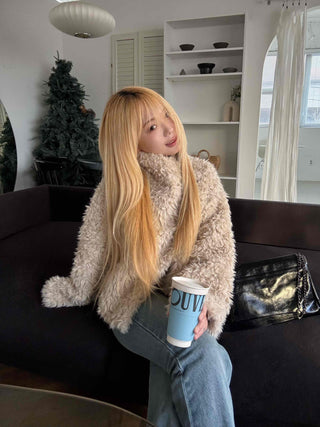 Big Collar Fuzzy Teddy Bear Loose Fit Fur Jacket