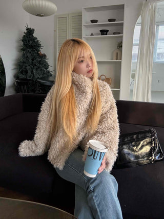 Big Collar Fuzzy Teddy Bear Loose Fit Fur Jacket
