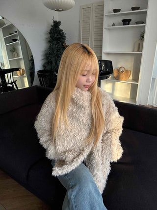 Big Collar Fuzzy Teddy Bear Loose Fit Fur Jacket