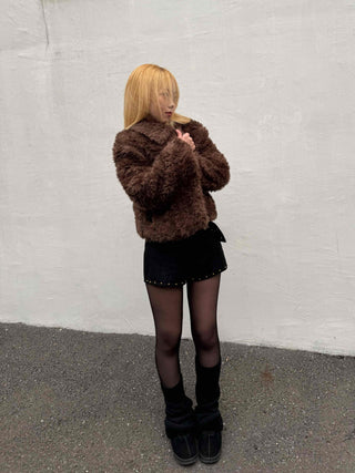 Buckle Belt Studded Suede Shorts