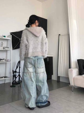 Shaggy Fur Knit Short Cardigan
