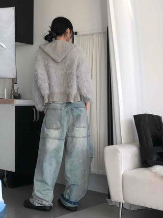 Shaggy Fur Knit Short Cardigan
