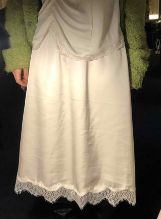 Shining Glossy Hem Lace Slip Midi Skirt