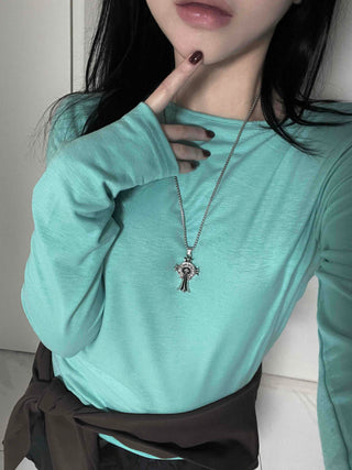 Soft Round Neck Slim Long Sleeve T-shirt