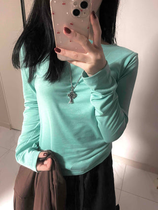 Soft Round Neck Slim Long Sleeve T-shirt