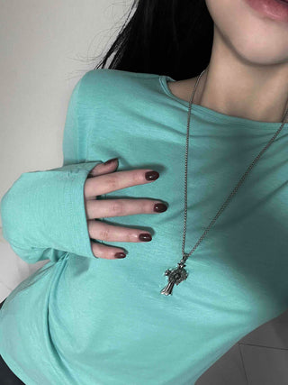 Soft Round Neck Slim Long Sleeve T-shirt
