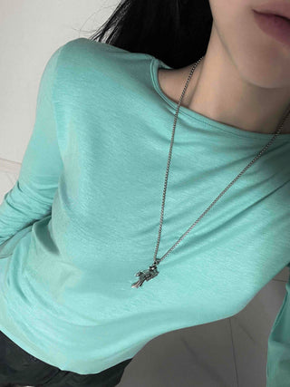 Soft Round Neck Slim Long Sleeve T-shirt