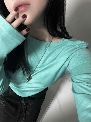 Soft Round Neck Slim Long Sleeve T-shirt