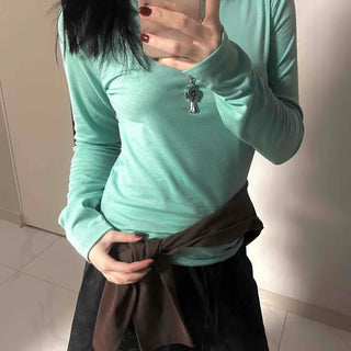 Soft Round Neck Slim Long Sleeve T-shirt