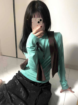 Soft Round Neck Slim Long Sleeve T-shirt