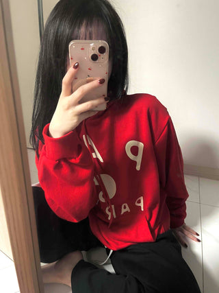 Lettering Typography Balloon Fit Drop Shoulder Hoodie