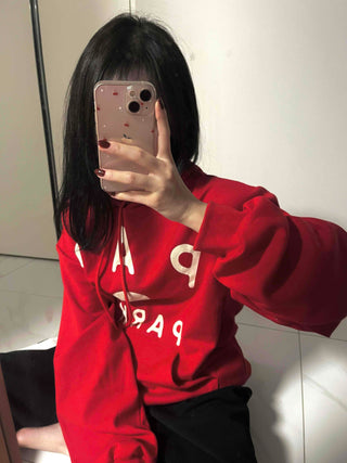 Lettering Typography Balloon Fit Drop Shoulder Hoodie