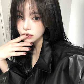 Long coat leather button shirt jacket
