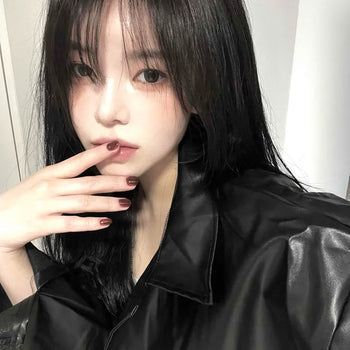 Long coat leather button shirt jacket
