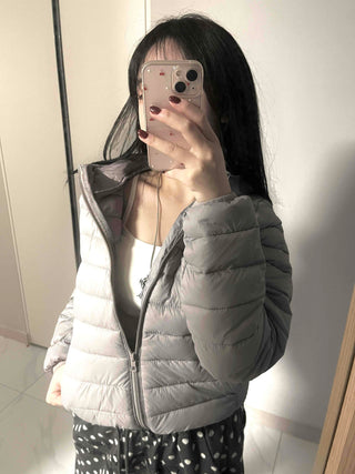 Minimal Slim Body Fit Zip-Up Short Lightweight Padded Jacket