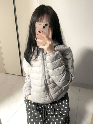 Minimal Slim Body Fit Zip-Up Short Lightweight Padded Jacket