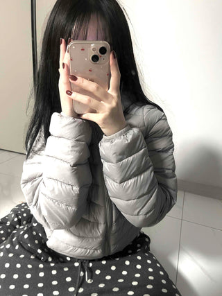 Minimal Slim Body Fit Zip-Up Short Lightweight Padded Jacket