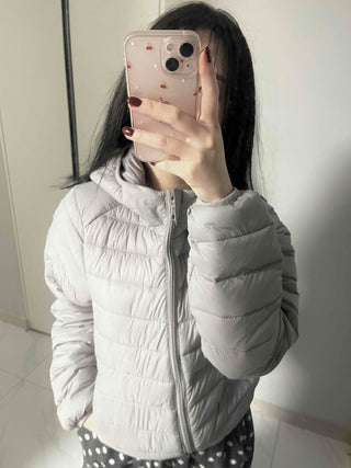 Minimal Slim Body Fit Zip-Up Short Lightweight Padded Jacket