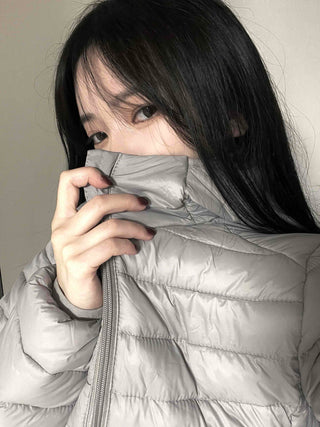 Minimal Slim Body Fit Zip-Up Short Lightweight Padded Jacket
