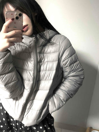 Minimal Slim Body Fit Zip-Up Short Lightweight Padded Jacket