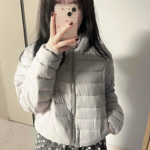 Minimal Slim Body Fit Zip-Up Short Lightweight Padded Jacket