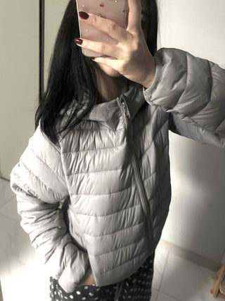Minimal Slim Body Fit Zip-Up Short Lightweight Padded Jacket