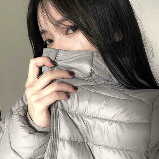 Minimal Slim Body Fit Zip-Up Short Lightweight Padded Jacket