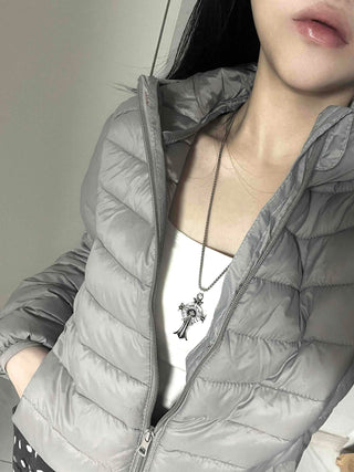 Minimal Slim Body Fit Zip-Up Short Lightweight Padded Jacket