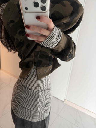 Military American Camo Oversized Cropped Sweatshirt