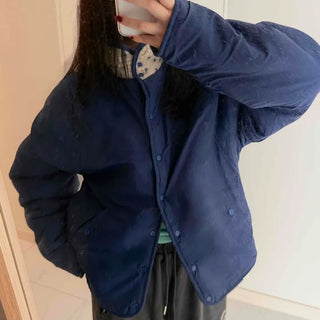 Cute Dot Pattern Fleece Reversible Quilted Short Padded Jumper