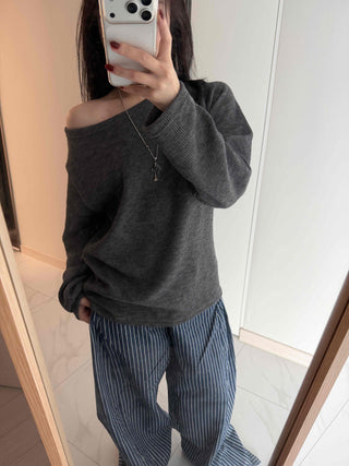 Pinstripe High-Waisted Wide Cotton Pants