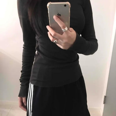 Slim Body Fit Button Henley Neck Long Sleeve T-shirt