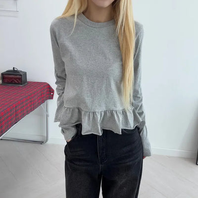Ridge Frill Long Sleeve T-shirt