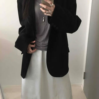 Over-shoulder Suede Semi-loose Fit Blazer Jacket