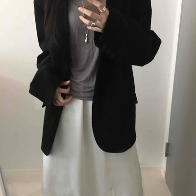 Over-shoulder Suede Semi-loose Fit Blazer Jacket